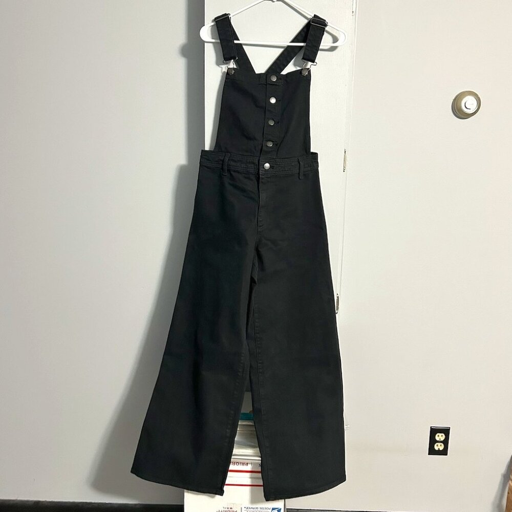 NWT Universal Thread Black Sailor Wide Leg Denim Overalls Women's Size 8